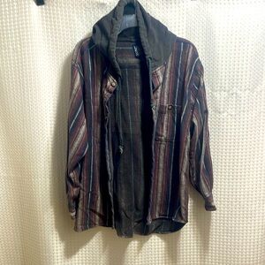 SHAH SAFARI Men's Vintage Purple/Gray Printed Button-Up Long Sleeve Shirt SZ M